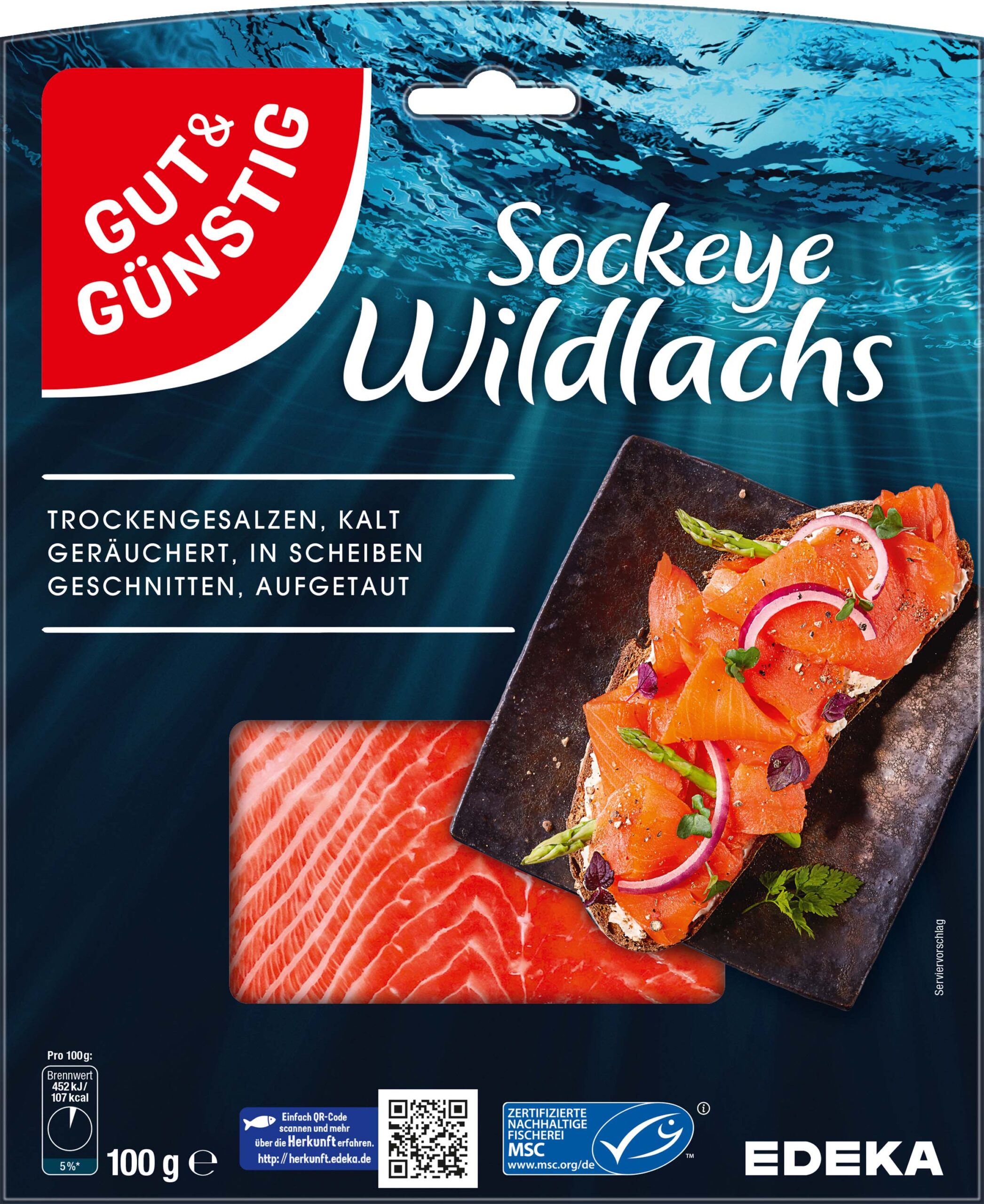 Gut & Günstig Sockeye Wildlachs 100g